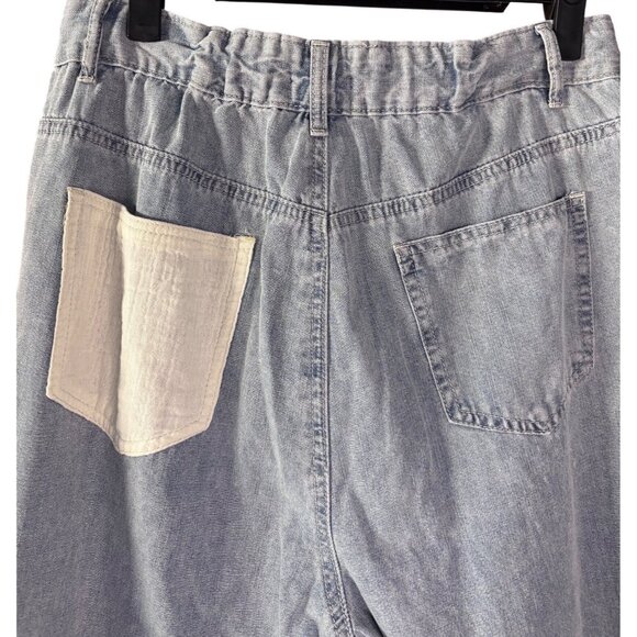 POL Light Wash Denim Patchwork Wide Leg Pants Small New - Picture 9 of 15